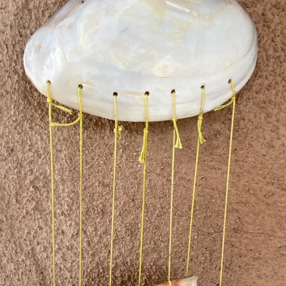 VTG 1970s Hanging Shell Art Mobile Wind Chime 21" Long - Picture 4 of 9